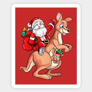 Santa Riding Kangaroo Australian Christmas Sticker